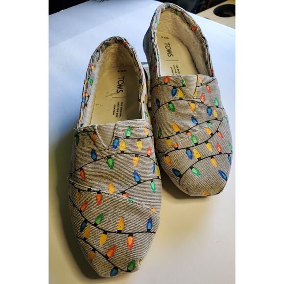 Tom's Glo In The Dark Christmas Light Shoes Women's Size 6.5 - Picture 1 of 4